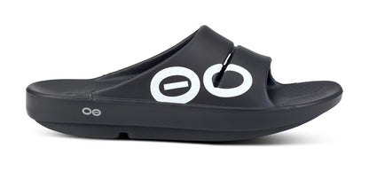 OOfos Men's OOahh Sport Slide Sandal - Black White