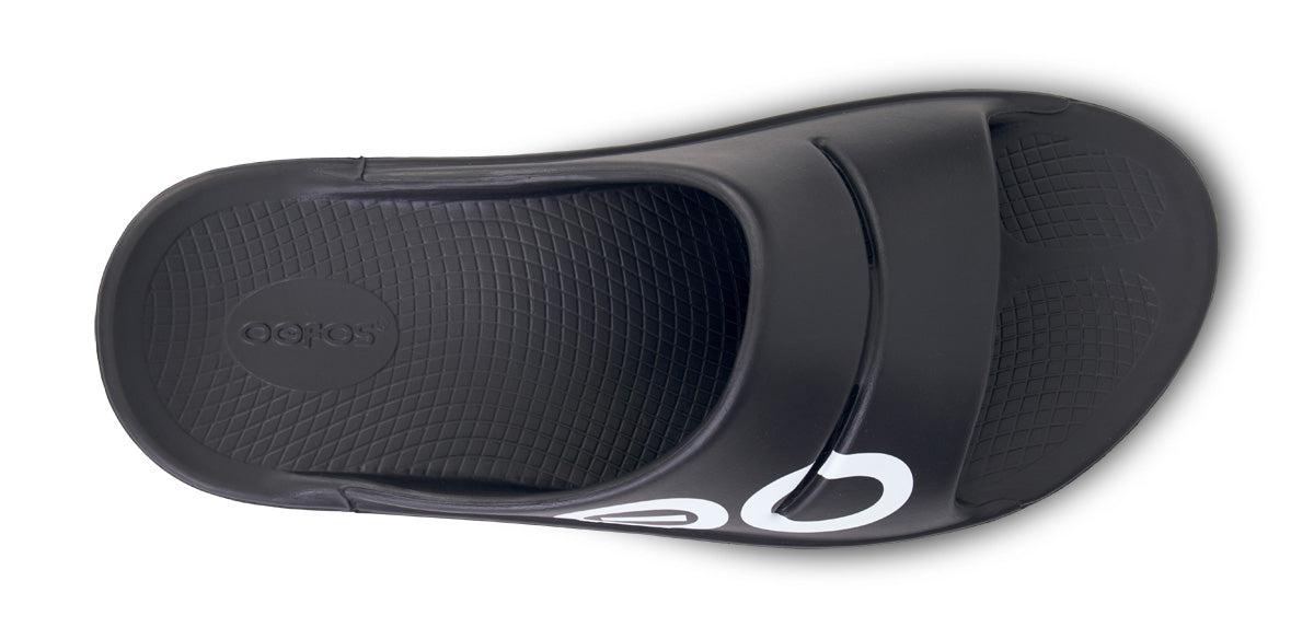 OOfos Women's OOahh Sport Slide Sandal - Black White