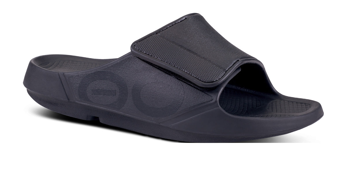 OOfos Men's OOahh Sport Flex Sandal - Matte Black