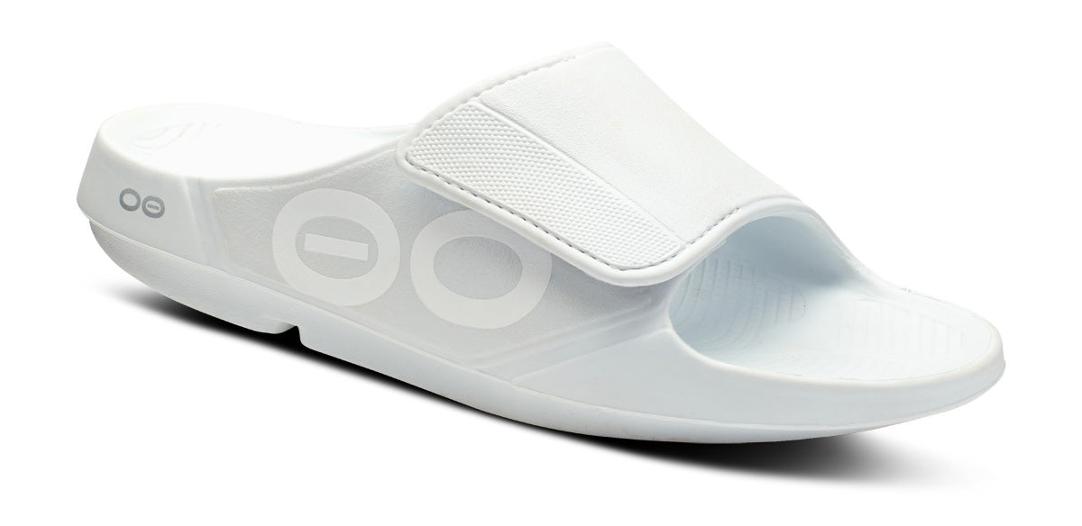 OOfos Men's OOahh Sport Flex Sandal - White