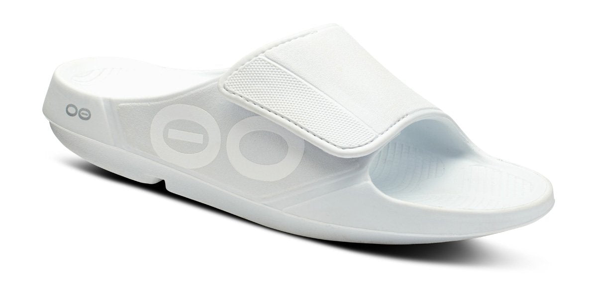 OOfos Women's OOahh Sport Flex Sandal - White