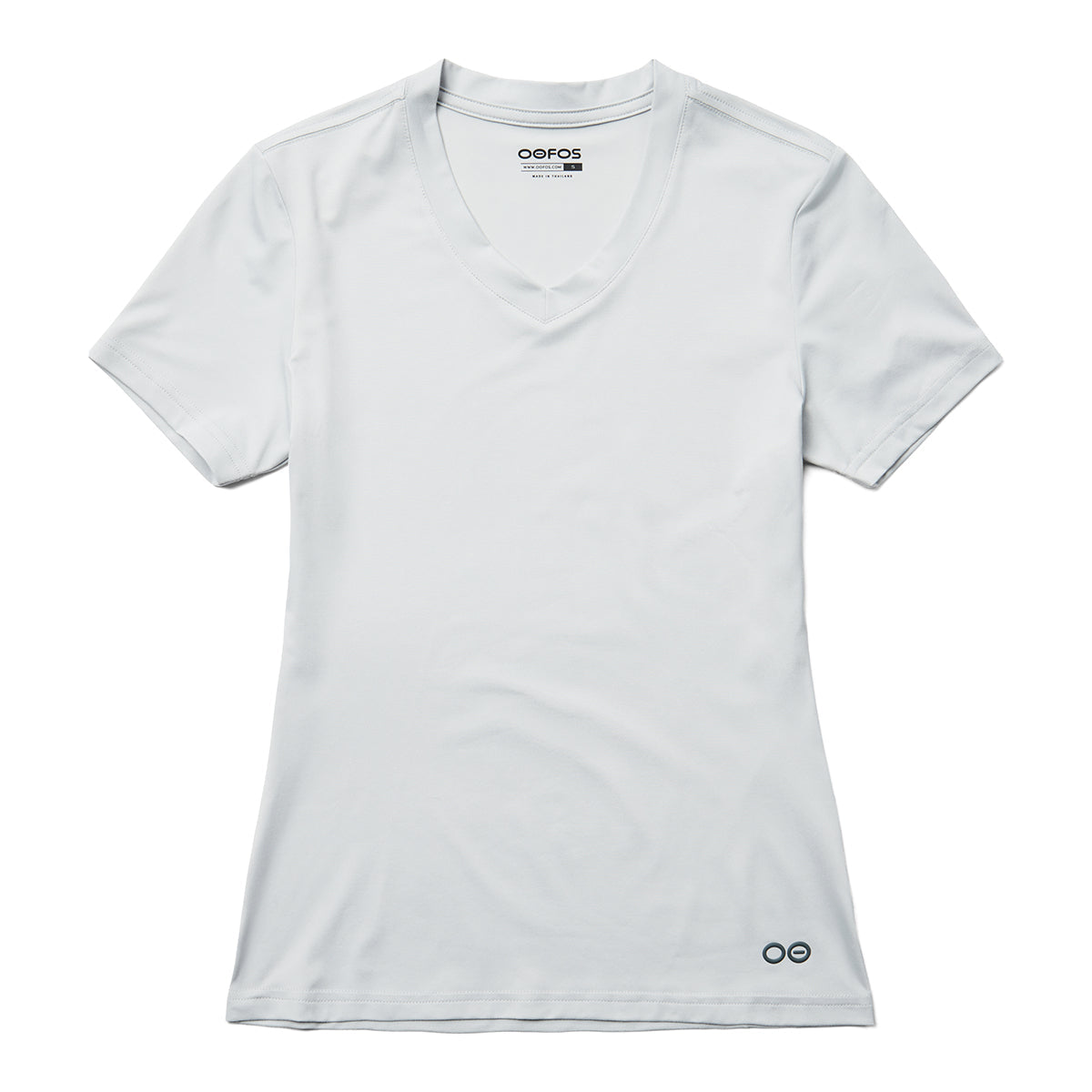 OOfos Women's COOl Down V Neck - Light Gray Heather