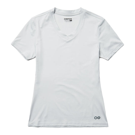 OOfos Women's COOl Down V Neck - Light Gray Heather