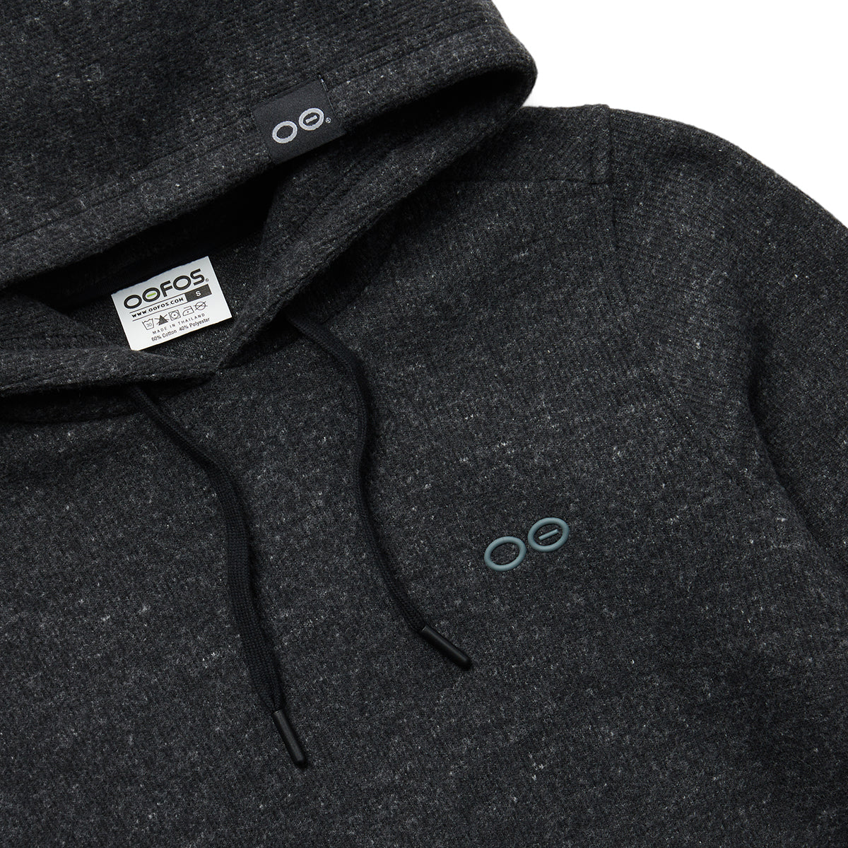 OOfos Women's OOmy Knit Hoodie - Dark Charcoal Gray Heather