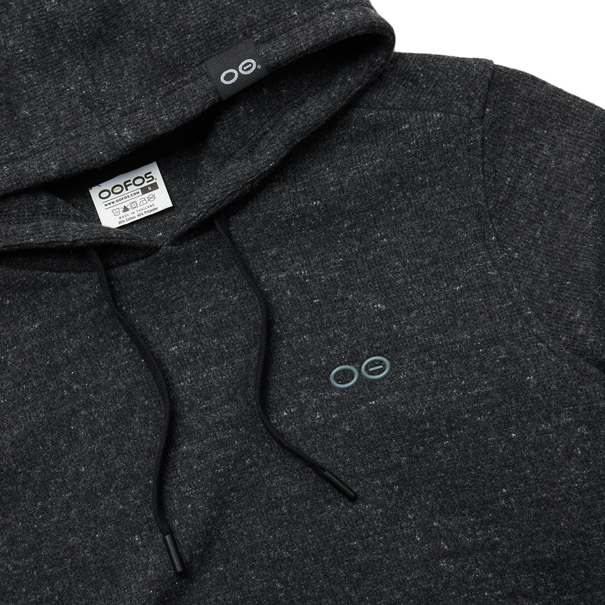 OOfos Men's OOmy Knit Hoodie - Dark Charcoal Gray Heather