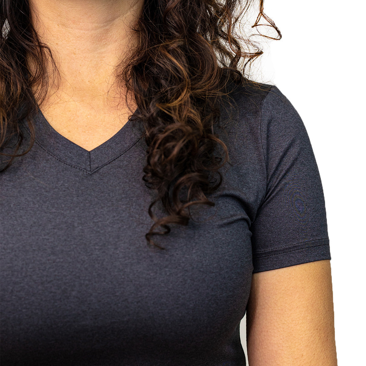 OOfos Women's COOl Down V Neck - Dark Gray Heather