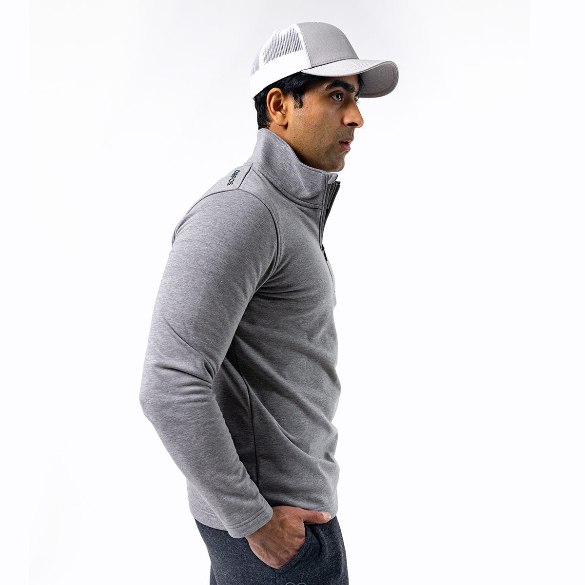 OOfos Men's COOl Down ¼ Zip - Gray Heather