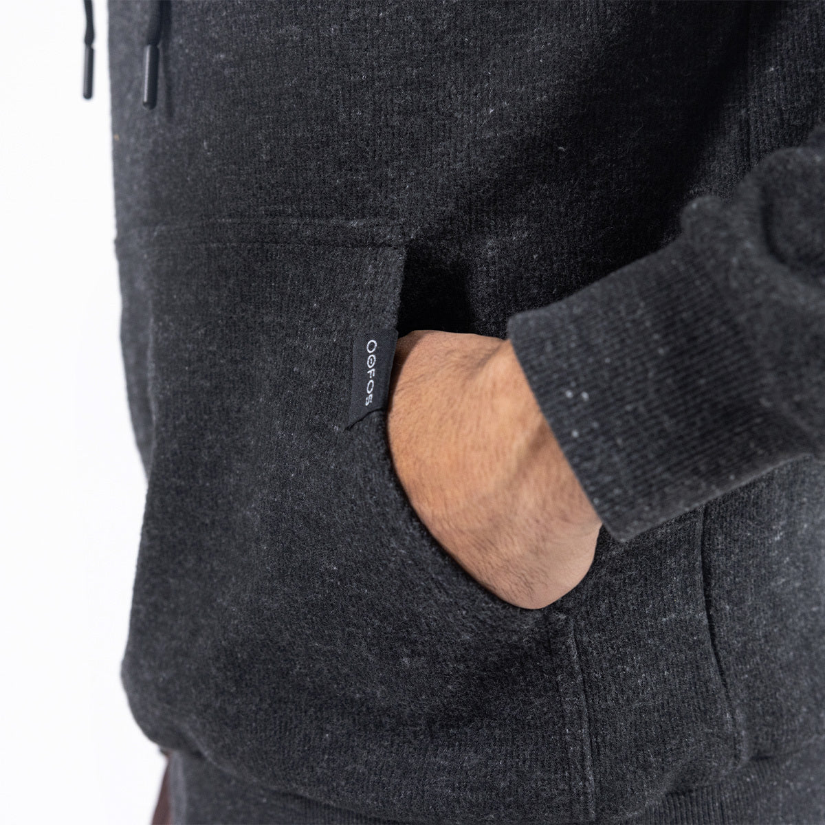 OOfos Men's OOmy Knit Hoodie - Dark Charcoal Gray Heather