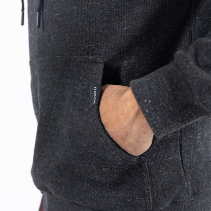 OOfos Men's OOmy Knit Hoodie - Dark Charcoal Gray Heather