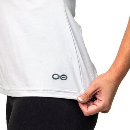 OOfos Women's COOl Down V Neck - Light Gray Heather